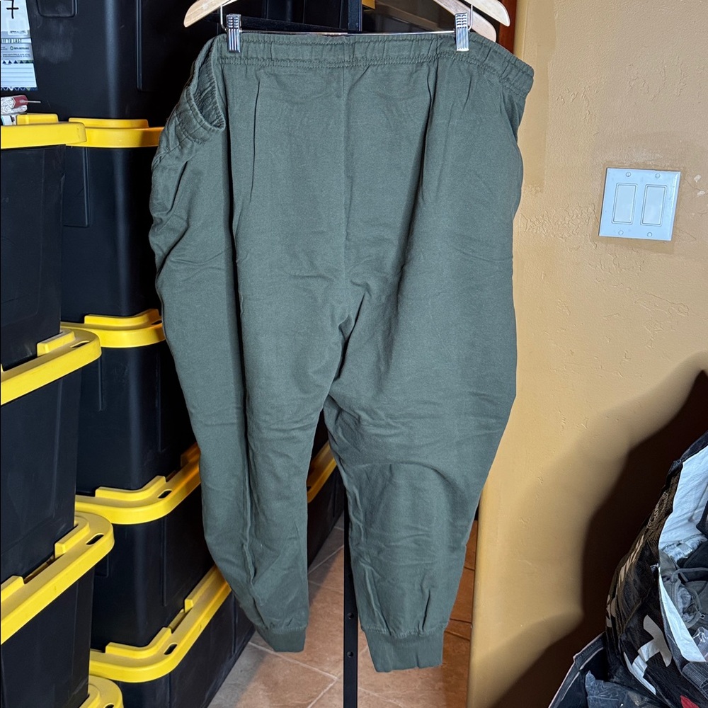 Ellos Plus Size Fleece Jogger Sweatpants Burnt Olive Green 4X Drawstring Pockets - Picture 8 of 8